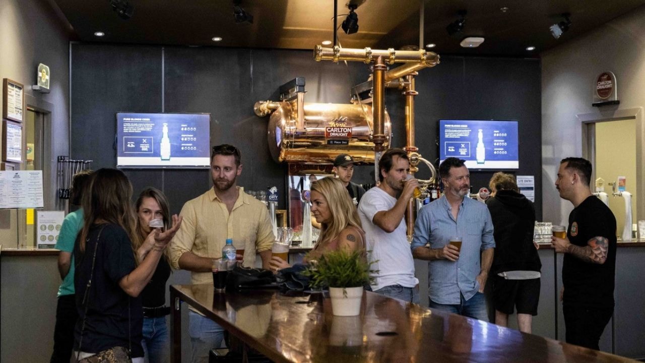 Group on a brewery tour at Carlton Brewhouse in Melbourne