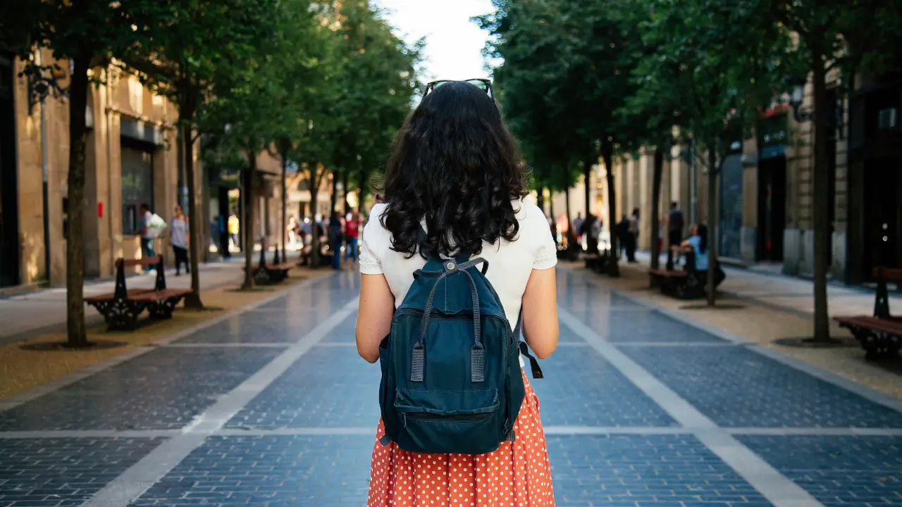 A female student strolling at one of the places in Port Adelaide.