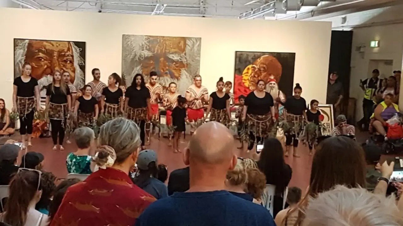 A group of performers performing for the visitors of Tandanya National Aboriginal Cultural Institute