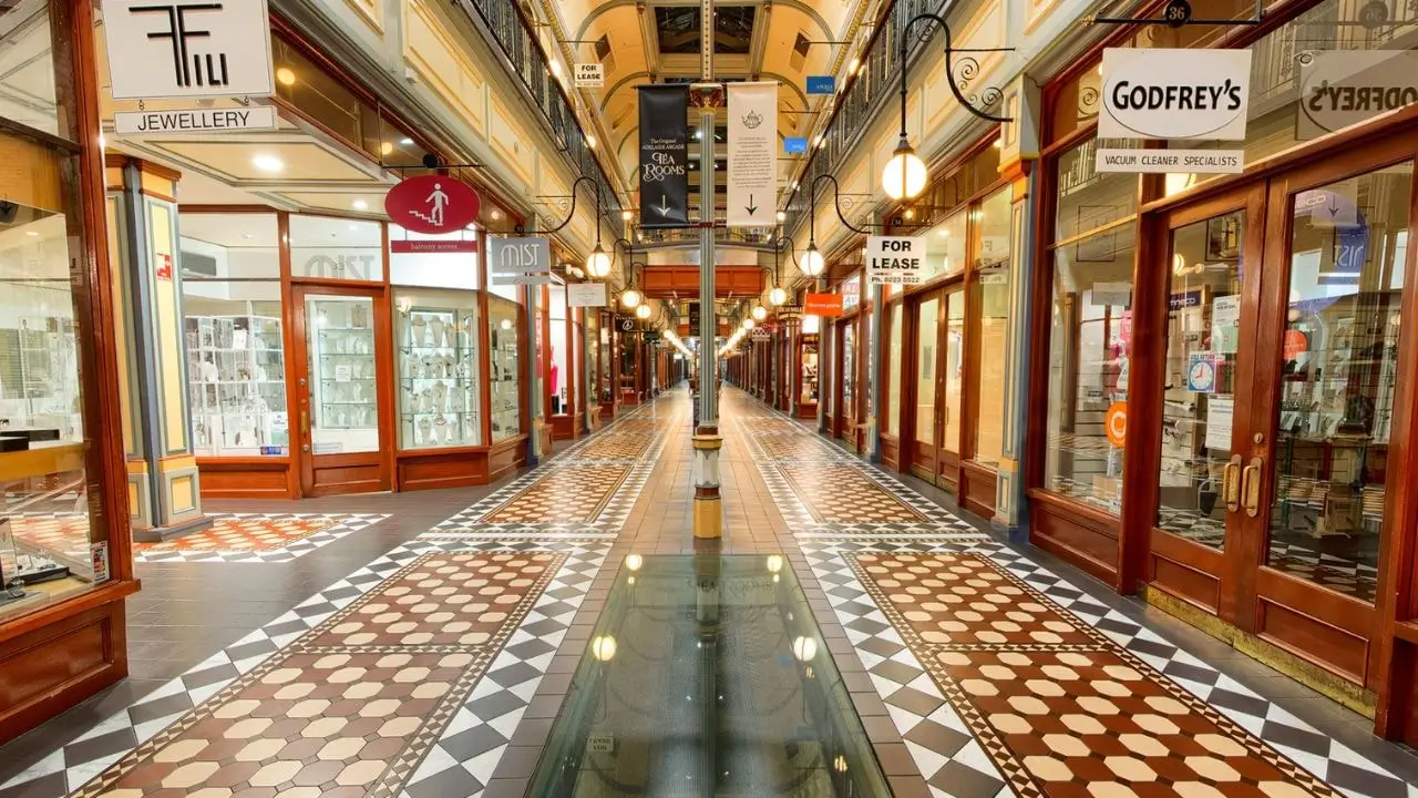  Charming interior of Adelaide Arcade, a perfect spot for a exclusive shopping experience.