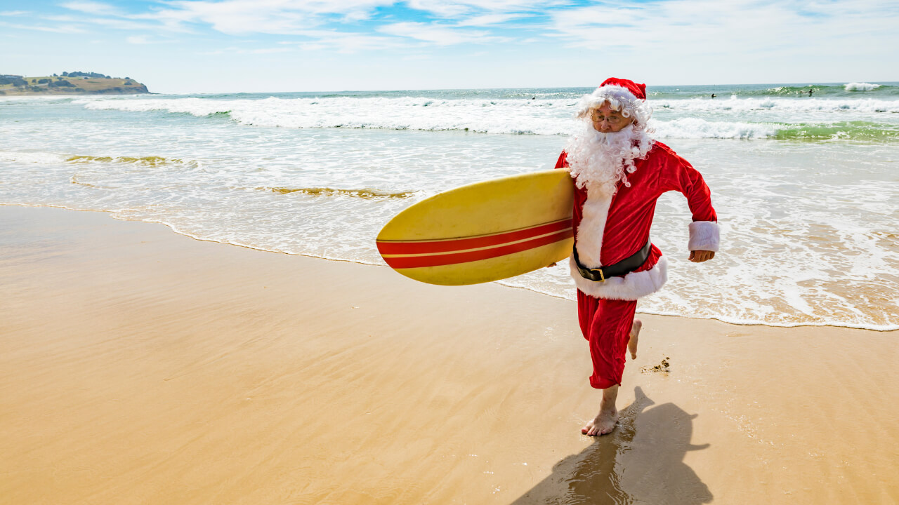 surfing santa