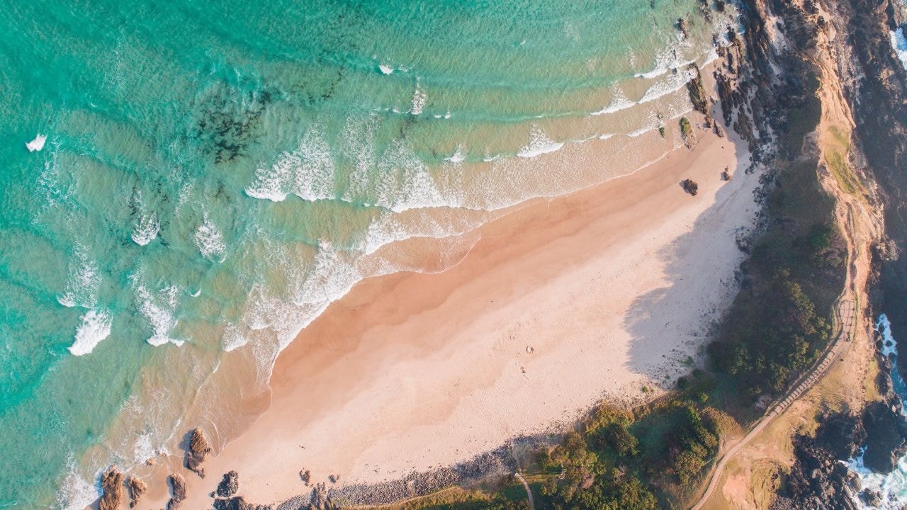 An aerial view of the Byron Bay